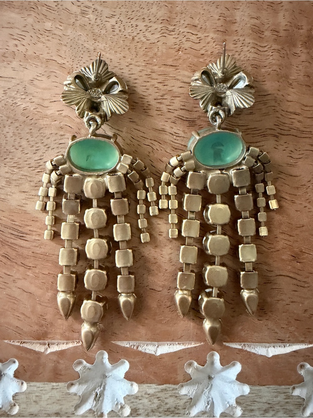 Loren Hope Marcella Statement Yellow & Aqua Crystal Dangle Earrings - Picture 3 of 4